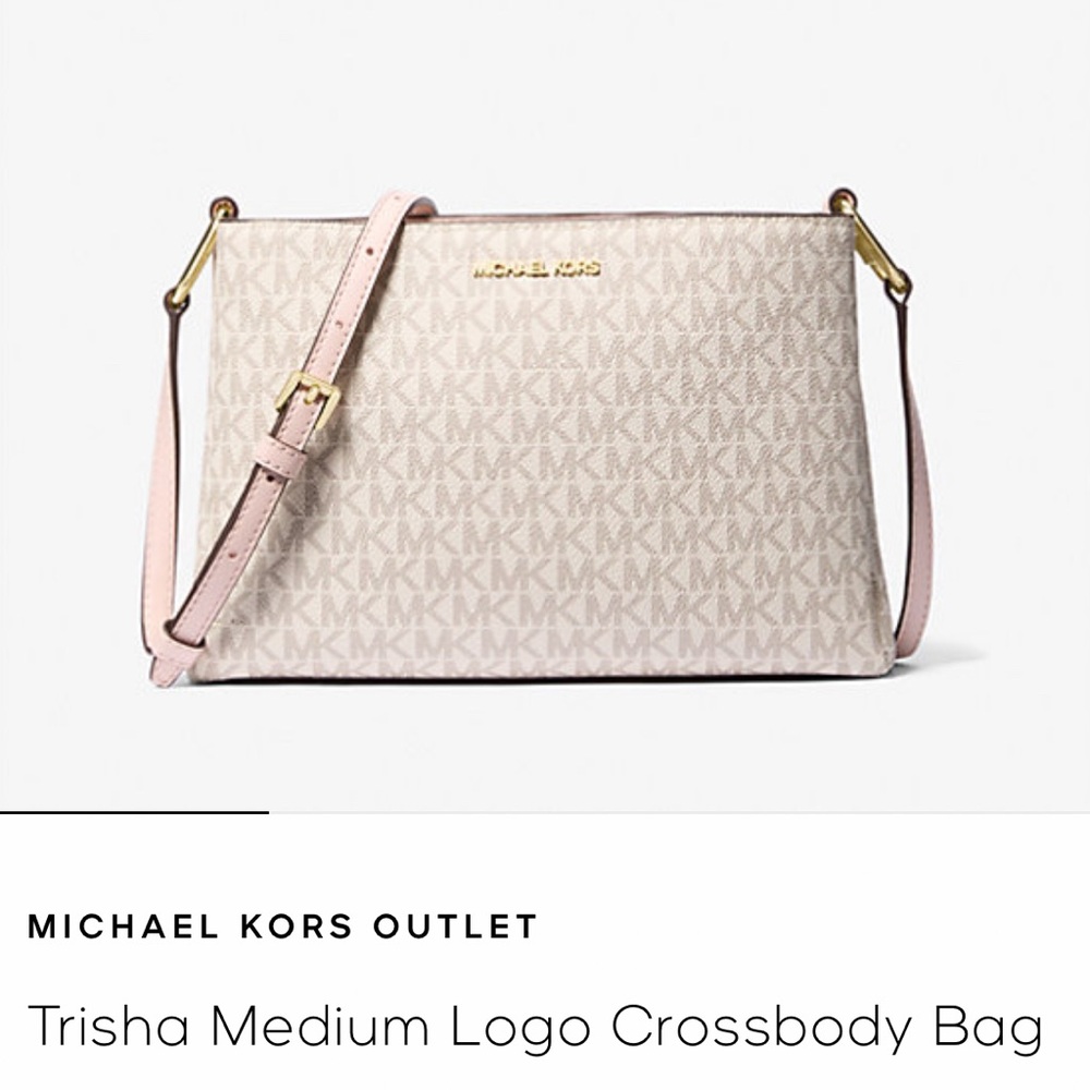 Michael Kors Cream and Pink Logo Crossbody Bag